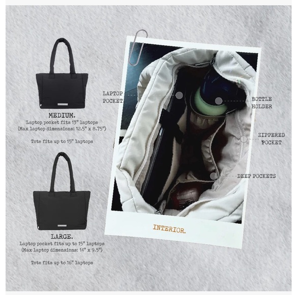 Good Totes Nylon-Cream Go-Getter Laptop Tote (Medium) - Picture 5 of 7